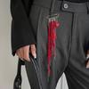 Punk Red Crystal Bead Brooch Long Tassel Chain Heart Pendant Trendy Jewelry for Backpack Scarf Lapel Decoration