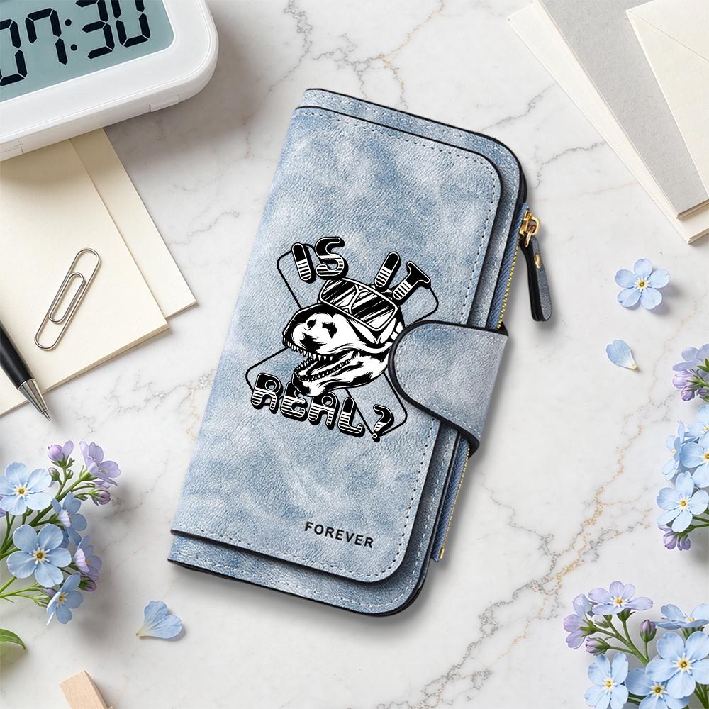 Cool Dinosaur Print Long Wallet Multi Card Slot Casual Fashion Purse