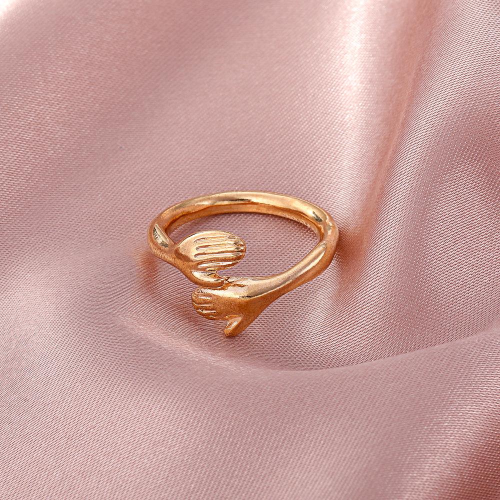 New Love Hug Couple Ring ins Wind Simple Alloy Geometric Open Ring Fashion Accessories