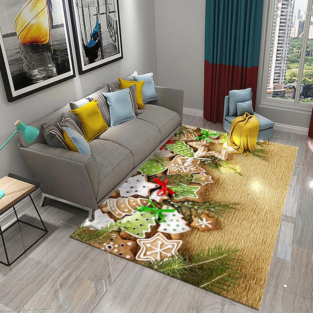 Christmas Cookies Carpet Gingerbread Man Rug Dessert Printed Rectangle Area Rugs Yoga Mats Bedroom Living Room Decor Door Mat
