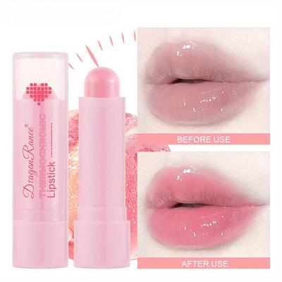 Long-lasting Moisturizing Lip Balm for Women, Color-changing Lipstick with Pink Solid Lip Gloss