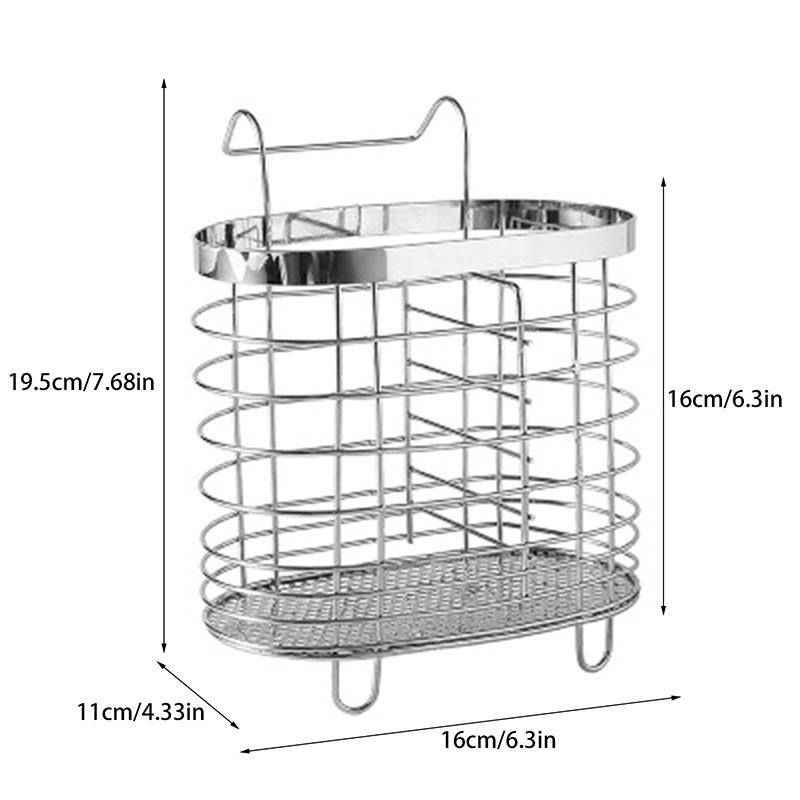 Stainless Steel Hanging Cutlery Organizer: Kitchen Utensil Drainer for Forks, Spoons & Chopsticks