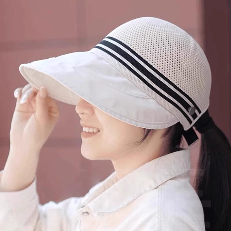 2025 Sunscreen Visor Children Summer Quick Drying Hollowed Breathable Eaves Empty Top Beach Face Bucket Hat