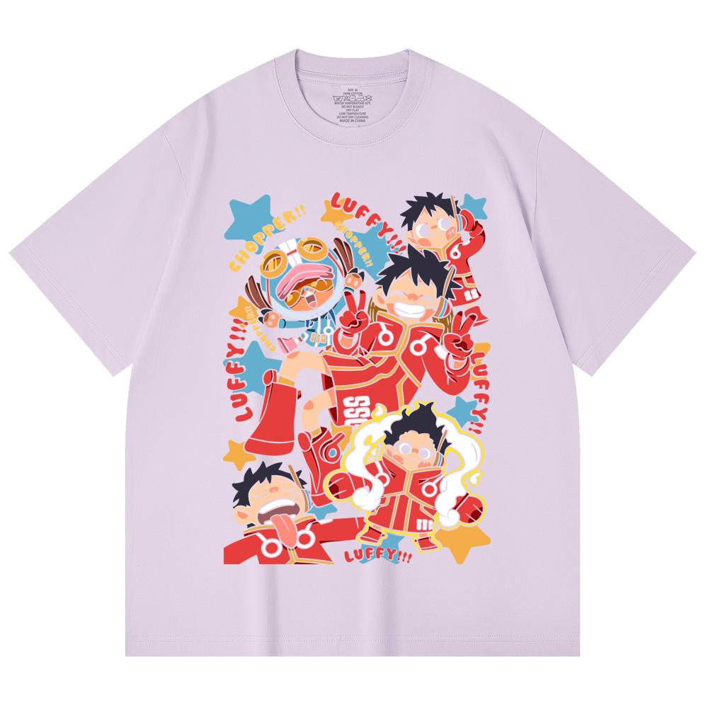 230 g/m² 100% Baumwolle Einteiler V58 Egghead Chibi Print Unisex Schweres Baumwoll-T-Shirt