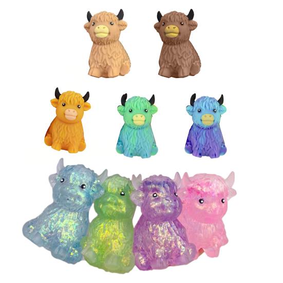 Hochlandkuh Stressabbau Spielzeug Langsam aufsteigende Hochlandrinder Quetschspielzeug Quetschbares Tier Stressball Kuhliebhaber Geschenk