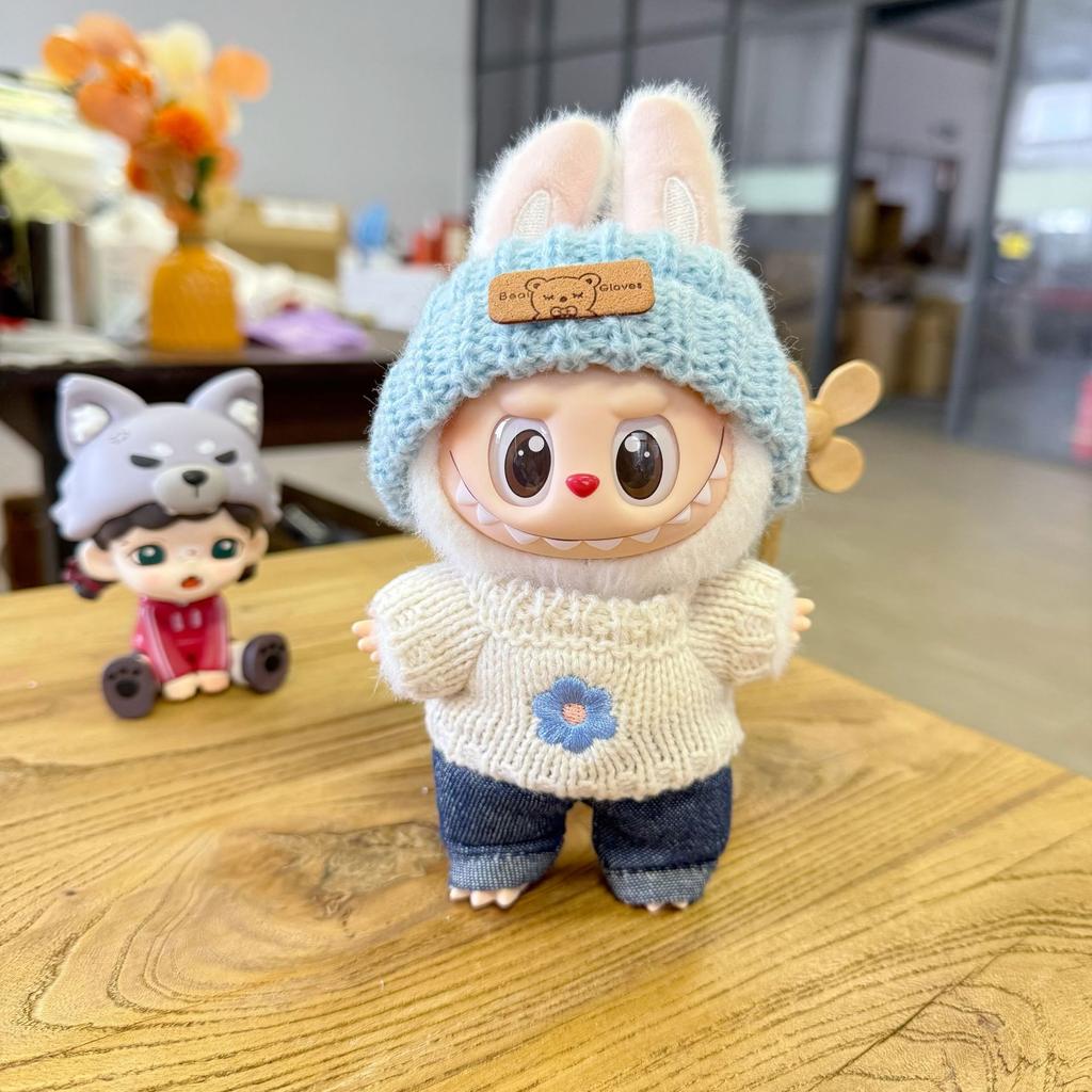 Kawai knitted hat sweater bag suit is generally suitable for 15-17cm rag vinyl doll dress accessories mini bag doll clothing