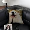 Happy Cute Puppy Smiling Sunshine Pillow Case Anti-dustmite Pillowcase Invisible Zipper Silky Short Plush Sofa Cushion Cover