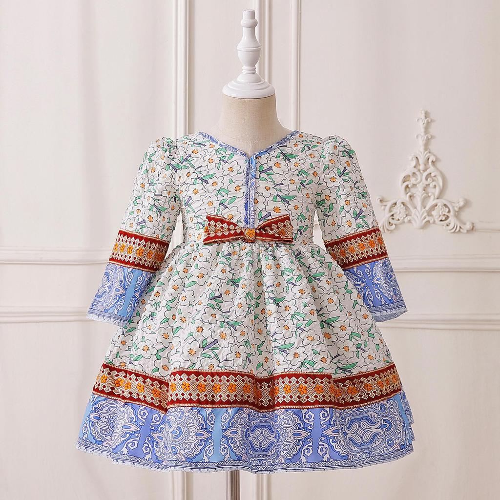 2025 Muslim Embroidered Long Sleeve Formal Dress for Children