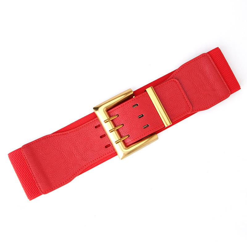 Fashion Wide Elastic Belt For Women With Metal Buckle For Dress And Coat Styling
