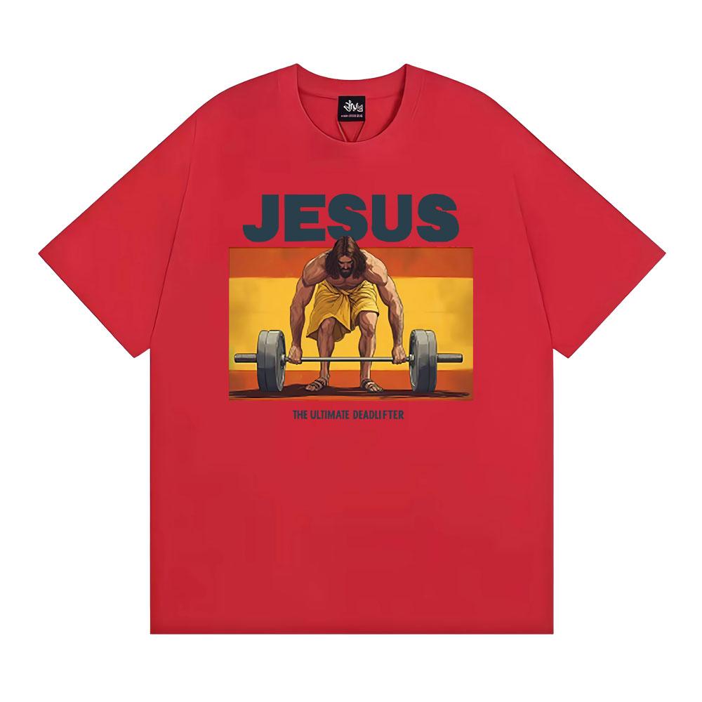 Jesus The Ultimate Deadlifter Meme Gift Funny Unisex Gamer Print T Shirts Men Women Vintage Classic T-shirts Pure Cotton T Shirt S