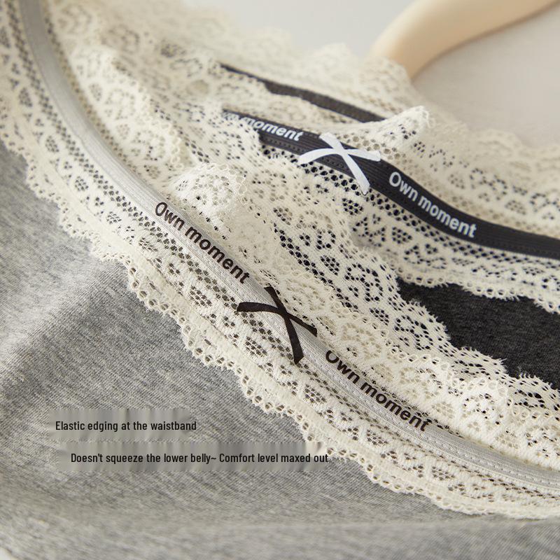 10A Antibakterieller sportlicher Colorblock Baumwollspitzen-Slip - Sexy Mid-Waist Nahtlose Damen-Boxershorts