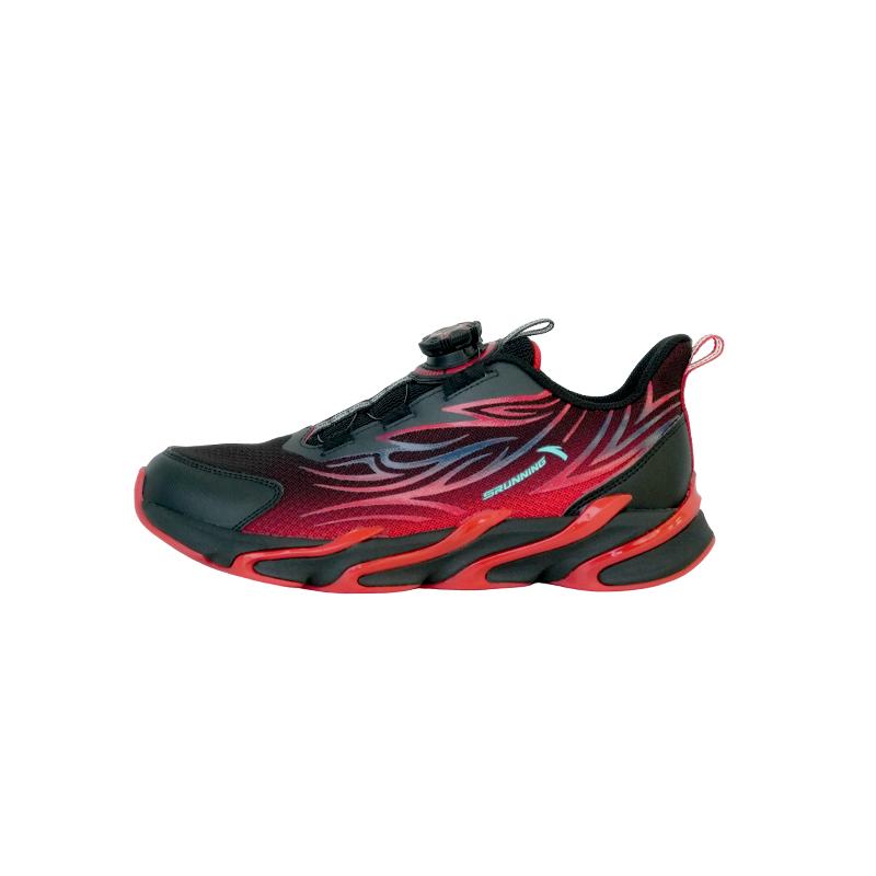 Anta Childrens Red Flame Fabric Synthetic Leather Comfortable Versatile Running Shoes Kids Running Shoes Black Hot-Red Signal-Blue 312445511R-2