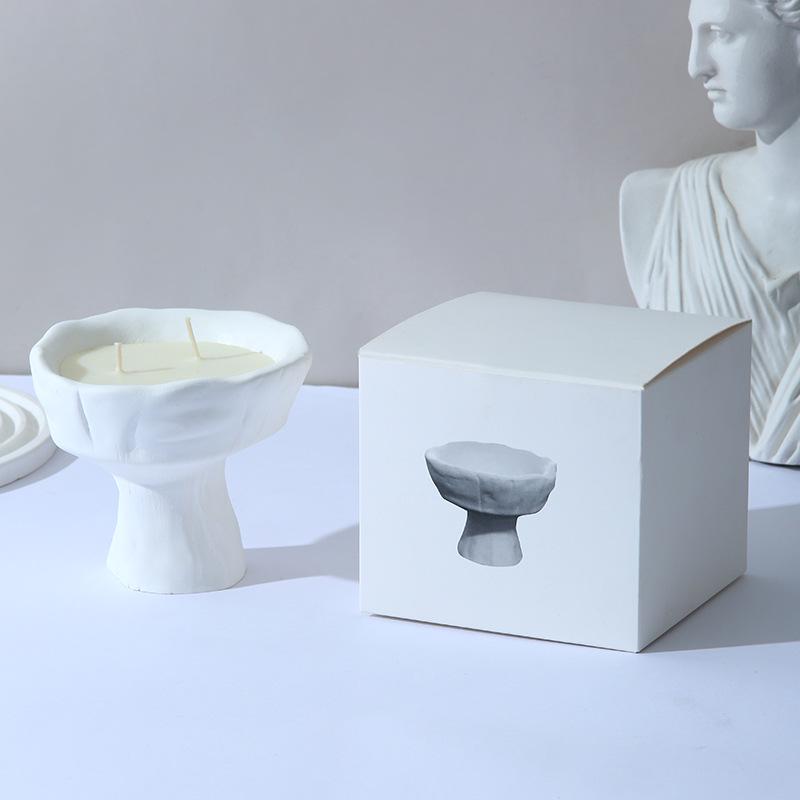 Elegant White High-Stem Aroma Candle Cup - Home Decor Gift Amber Moss Aroma
