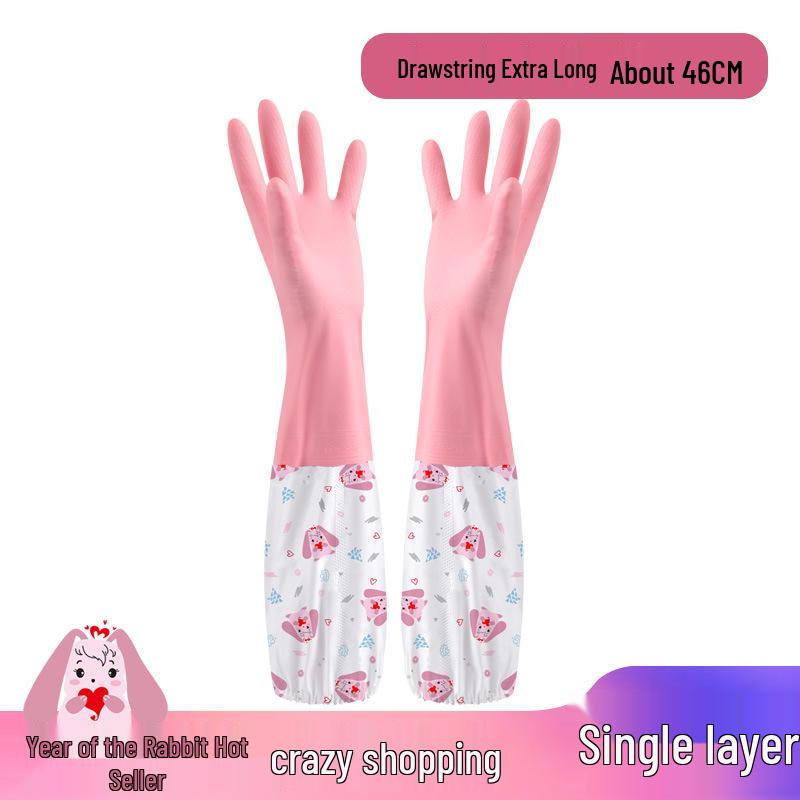 Fleece-Lined Rubber Dishwashing Gloves - Extra Thick, Waterproof, & Warm for Kitchen or Laundry Use