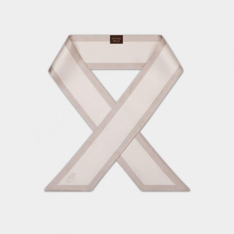 AVVINA PELLE Long Twilly Silk Scarf   Light Taupe