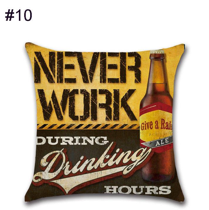 

Cotton 18 Linen Pillow Case Vintage Beer Wine Bottle Sofa Throw Cover Cushion #10