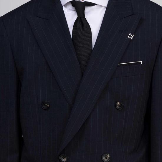Giosongzio Signature Double Peaked Suit Navy Check ZF3SU371NY