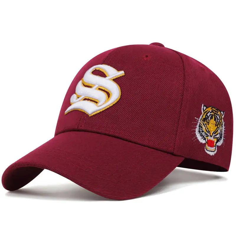 Unisex S Letter Side Tiger Embroidery Baseball Caps Spring and Autumn Outdoor Adjustable Casual Hats Hip Hop Hat Sunscreen Hat