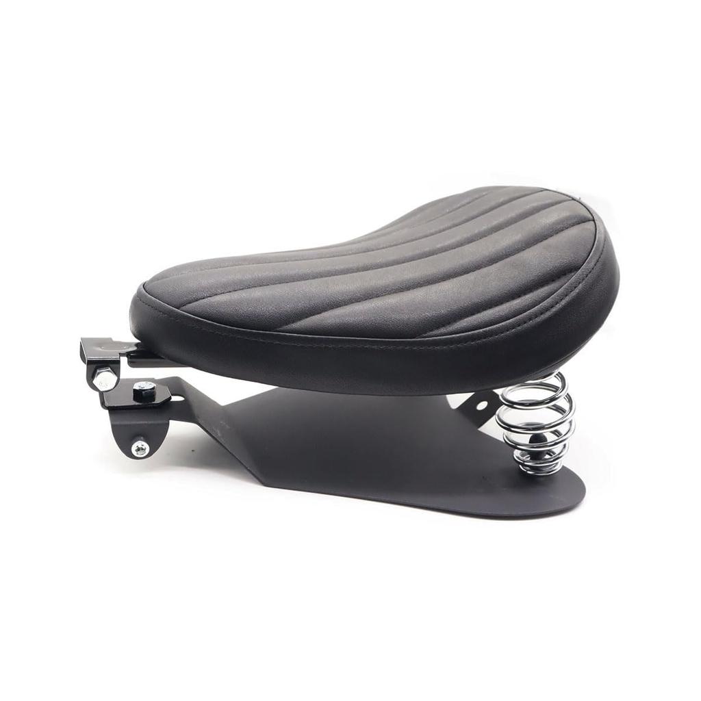 JPMODAO Motorcycle Seat Rich Choice Black Leather Solo Seat with Spring Bracket Kit for Sportster XL1200 883 48 Chopper Bobber Custom Cover, (Vertical