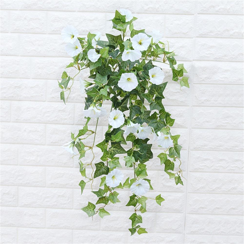 Home Wall Garland Fake Silk Morning Glory Artificial Flower Vine Hanging Plant