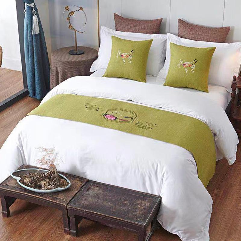 Runner da letto in stile europeo, ricamo di lusso, bandiera, runner da tiro, camera da letto, decorazione per la casa, letto, asciugamano, federa