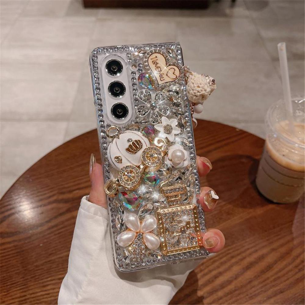 Exquisite Luxus DIY Diamant Anti-Drop Schutzhülle Für Samsung Galaxy Z Fold 7 6 5 4 3 2 Luxuriöser Strassstein Frau Telefon Celular Hülle