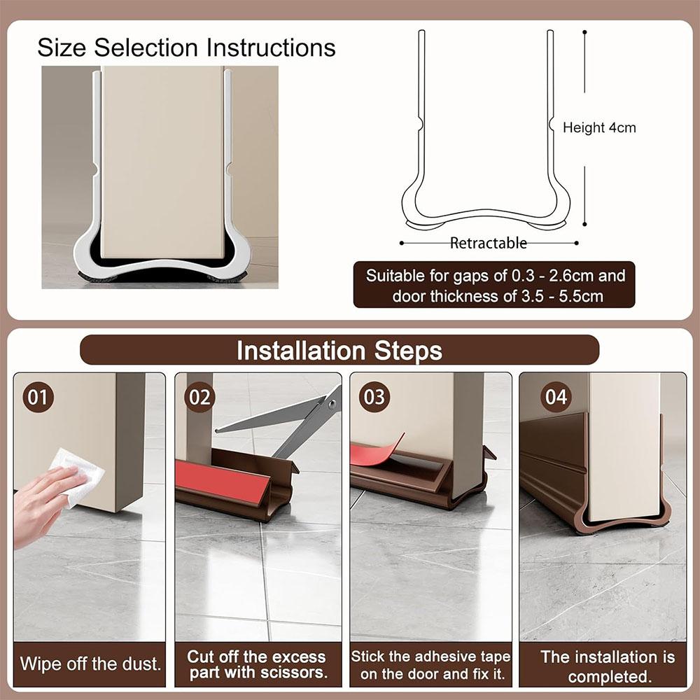 Flexible Door Bottom Seal Strip Door Gap Soundproofing Wind Dust Proof Weather Strip Under Door Draft Stopper Tape