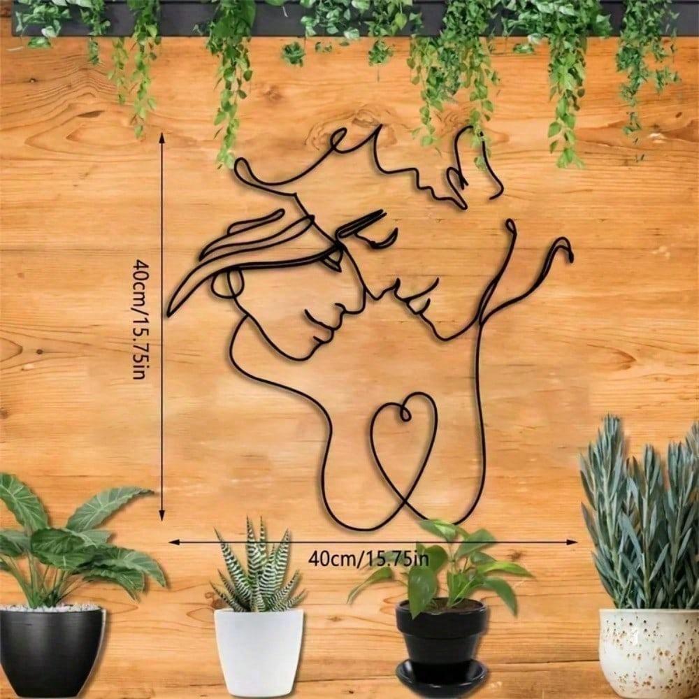 Metal Wall Art Abstract Couple Embrace 16x16 Inch Indoor Outdoor Durable Wedding Anniversary Valentine Gift Modern Home Decor