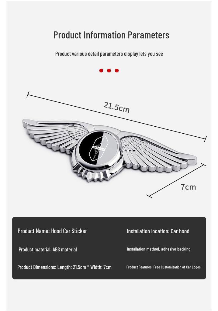 Emblemat na maskę samochodu Hongqi S9/S9T: Dekoracyjna naklejka ze skrzydłami 3D