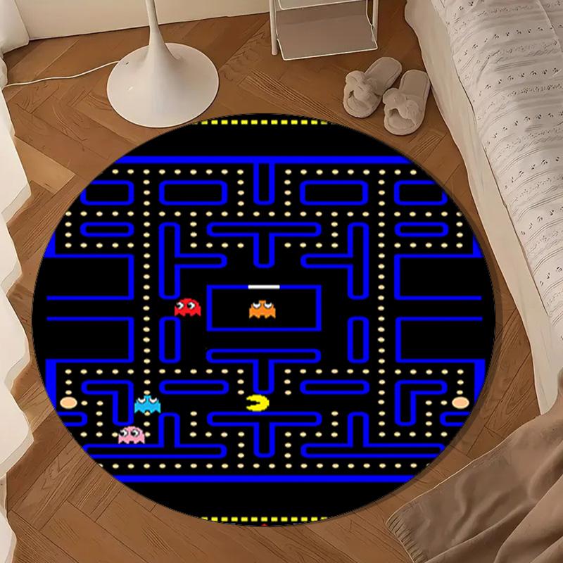 Pac Game Adventure Round Rug for Livingroom,Bedroom, Palyroom, Chair Rug, Area Rug, Circle Carpet, Large Size Fan Christmas Gift