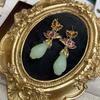 Aieryuan Guochao Copper-Plated Imitation Hetian Jade Enamel Drop Magnolia Flower Earrings, National Style Cheongsam And Ancient Style Earrings