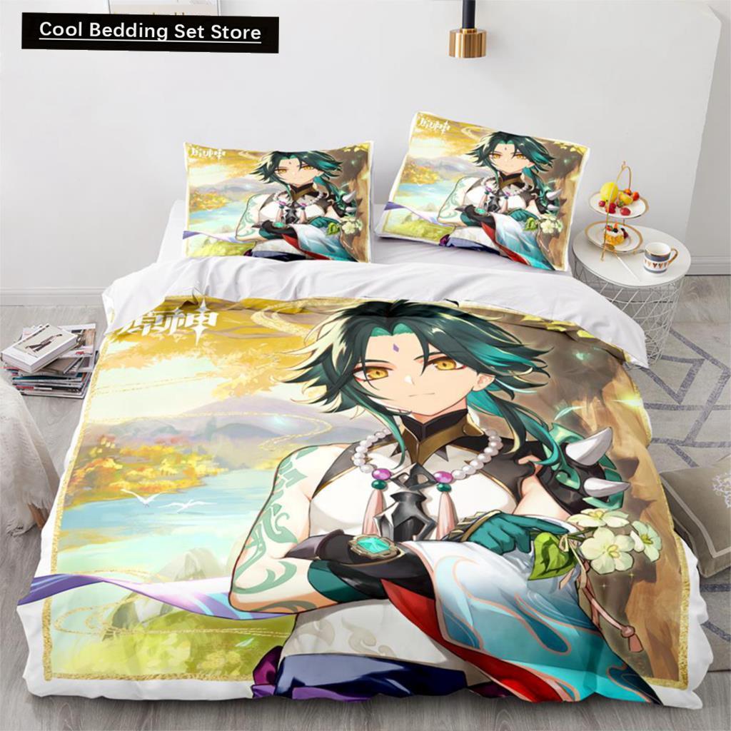 3D Print Anime Genshin Impact Xiao SUCROSE Qiqi Duvet Cover Cartoon Bedding Sets Bed Set Quilt Comforter Covers Home Textiles