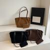 Wildleder-Schultertaschen für Damen Große Wildleder-Tragetaschen Leichte Unterarmtasche Lässige Shopper-Handtasche Uni-Farbe Reise-Beuteltaschen