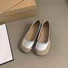 Retro round head shallow mouth single shoes women's 2025 spring new soft-soled evening wind flat bottom one pedal casual Doudou shoes