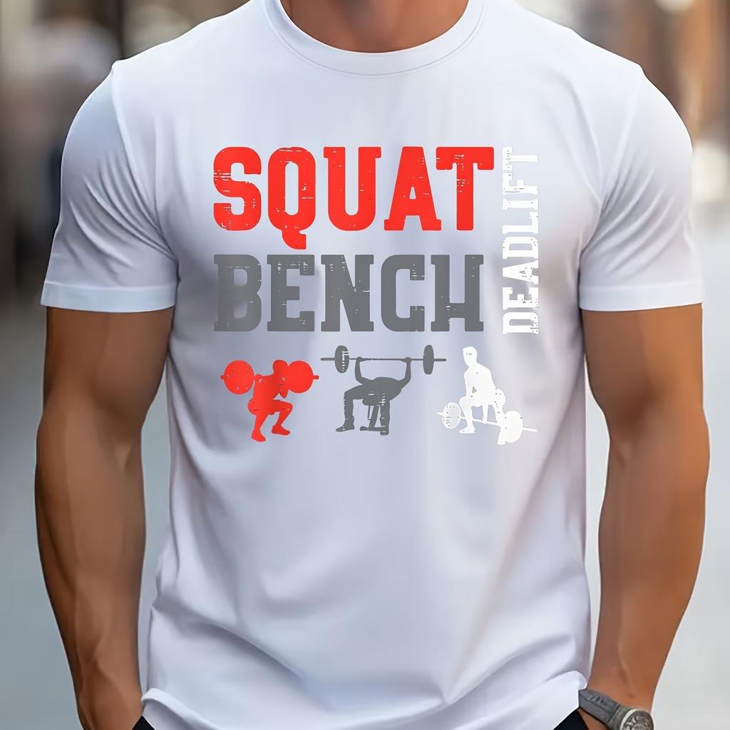 MenS Cotton TShirt Squat Bench Deadlift Graphic Soft Breathable Casual Workout Tee for Gym Strength Training for Men Women