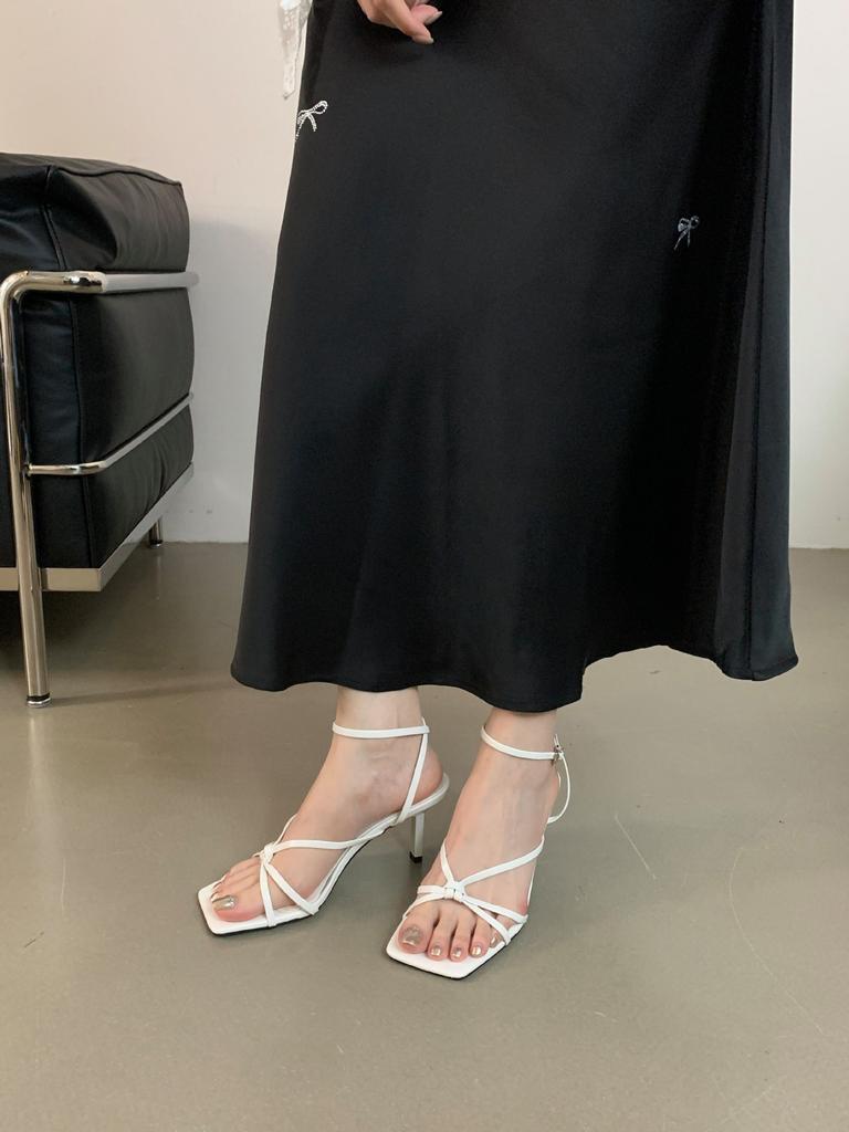 2025 Summer Pink Purple Satin Cross-strap Sandals Women's Open-toed Sexy Strap High-heeled Sandals