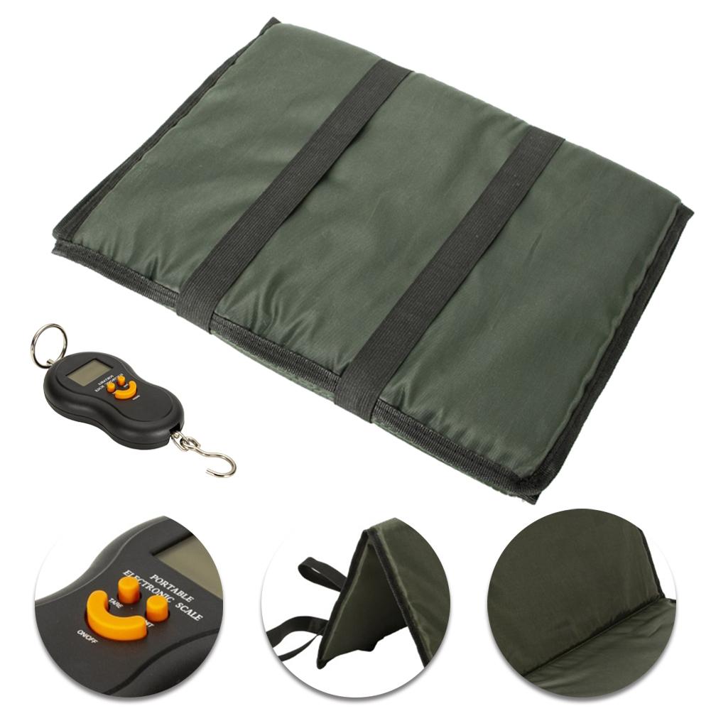 Foldable Fishing Unhooking Mat Carp Landing Mat+Digtal Weihgt Scales Tackle Tool