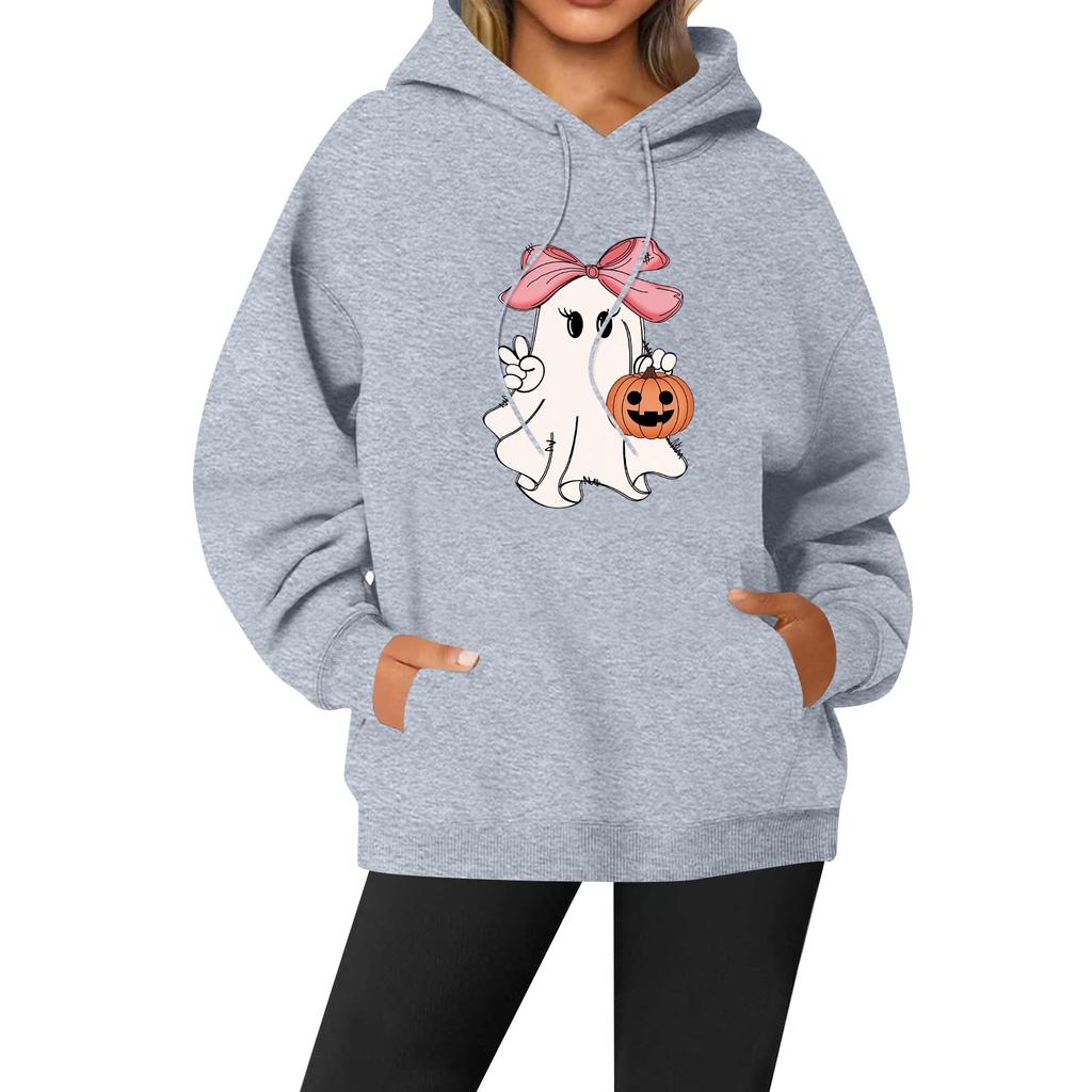 Women's Casual Fashion Solid Color Rugby Print Long Sleeve Hooded Sweatshirt Top