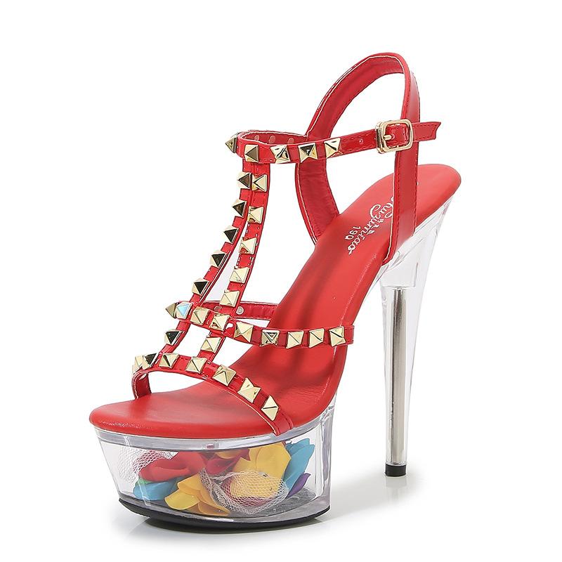 Fashion 15CM Ultra High Stiletto Waterfall Platform Transparent Crystal Sexy Model Show Shoes for Women Fashion Wedding Party