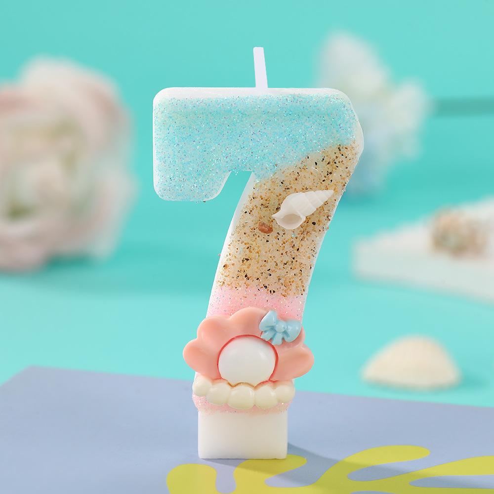 Original Birthday Candle for Girl Pink Pearl Seashell Birthday Candles Ocean Theme Decoration for Cake Party