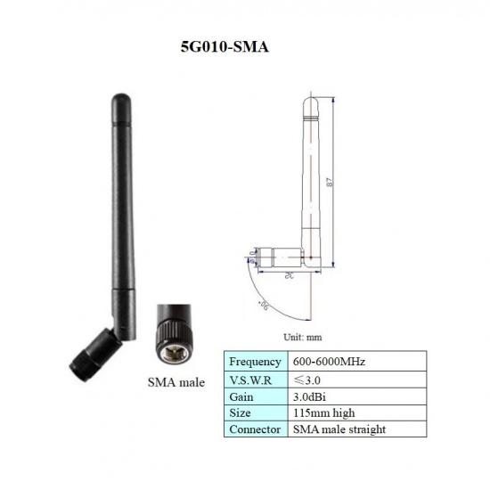

Indoor Use Foldable High Gain GSM 3g Lte 4g 5g Aerial Omni Directional Flexible 600-6000MHz SMA Stubby Rubber Cellular Antenna 5G010-SMA