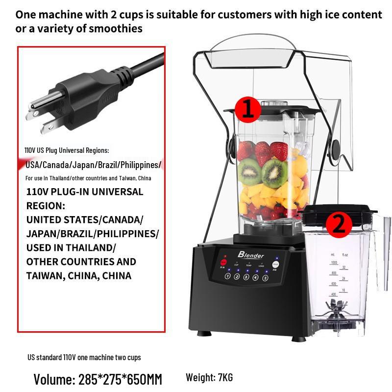 Commercial Soundproof Smoothie Maker and Ice Crusher Blender with Cover