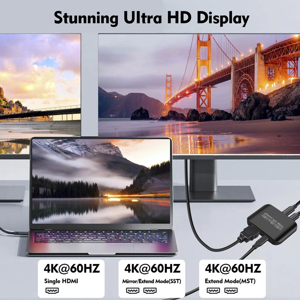 4K60TYPE-C to HDMI+TYPE-C Adapter Same Display PD Power Supply Splitter MST/PD