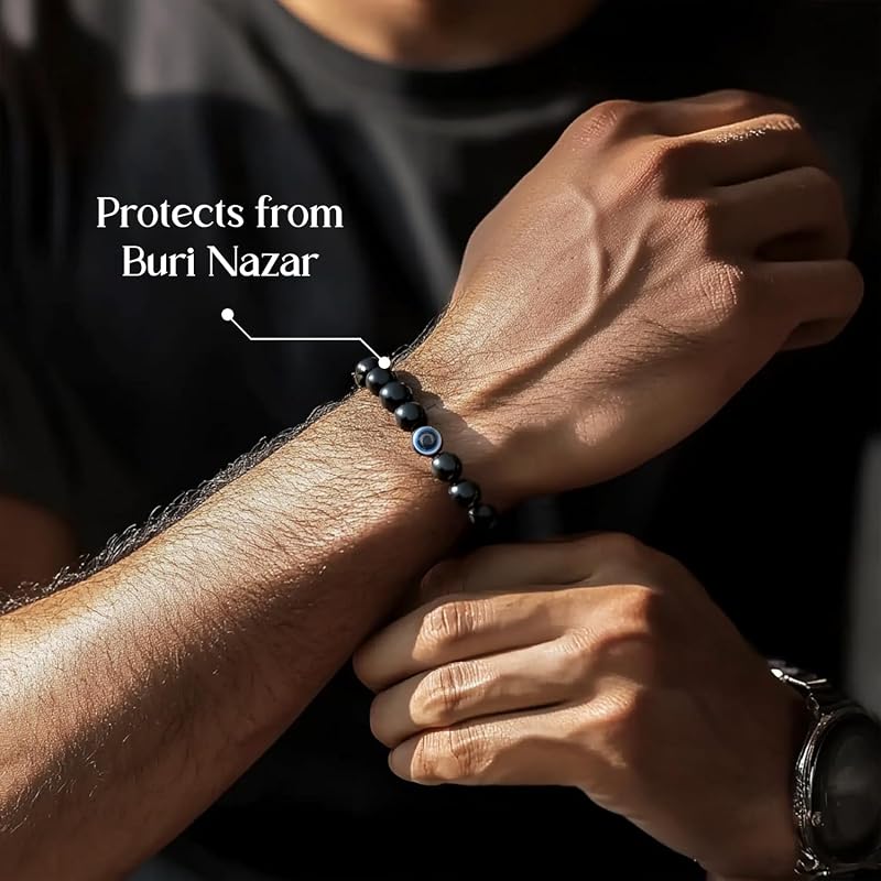 Astrotalk Evil Eye Bracelet with Black Obsidian | Good Luck Charm for Positive Energy & Protection from Negativity | Evi