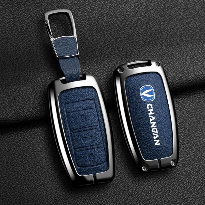 Genuine Leather Auto Key Fob Cover Case Housing Remote Fit For Changan Cs15 Cs35 Cs75 Cx70 Cs95 V3 V5 V7 Eado Raeton New Zinc Alloy Smart Auto