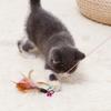 1pc Pet Teaser Cat Toy Steel Wire Feather Interactive Cat Stick Training,Kitten Wand Toys with Beads Bells