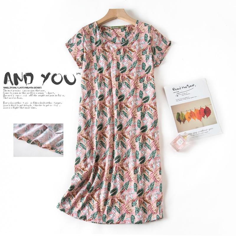 Plus size Estate Donna Camicia da notte Manica corta Simpatico cartone animato pigiameria dolce O Collo Camicie da notte Pigiama Pigiama da donna in cotone
