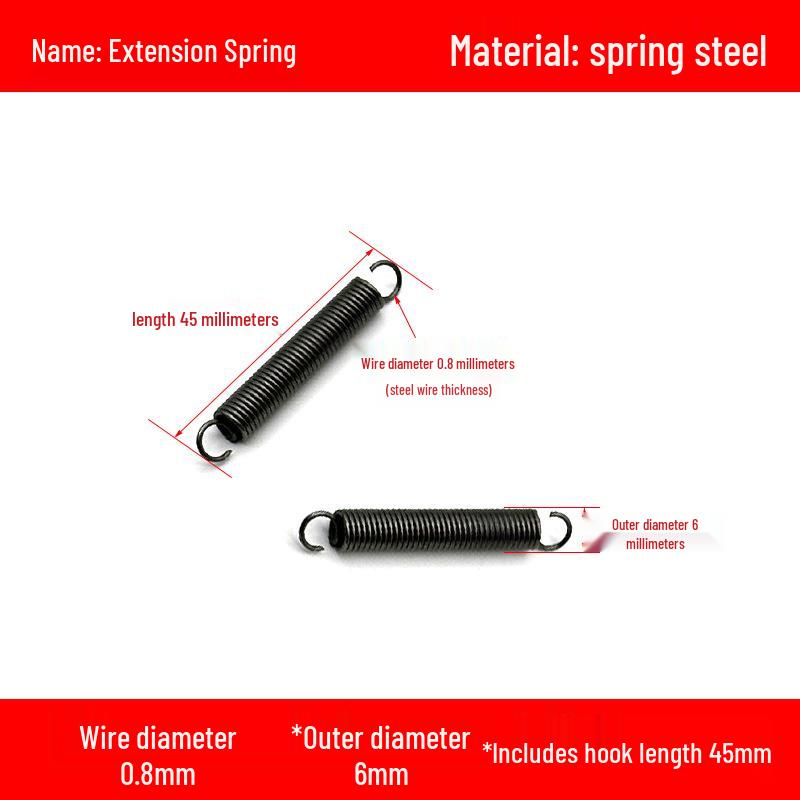 0.8mm Yellow Extension Spring with Hooks - Stapler Rebound Force 