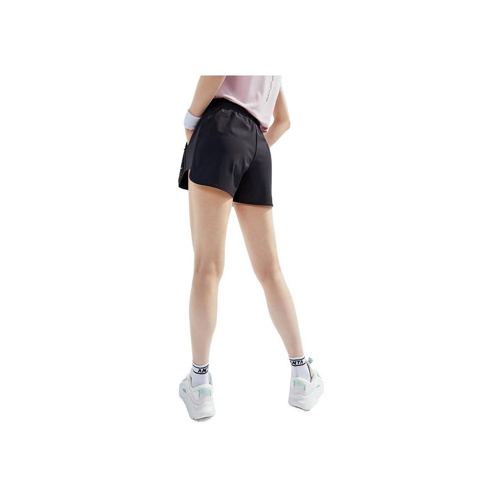 Anta Training Series Solid Color Breathable Five-Point Shorts Women shorts Black 962227715-2