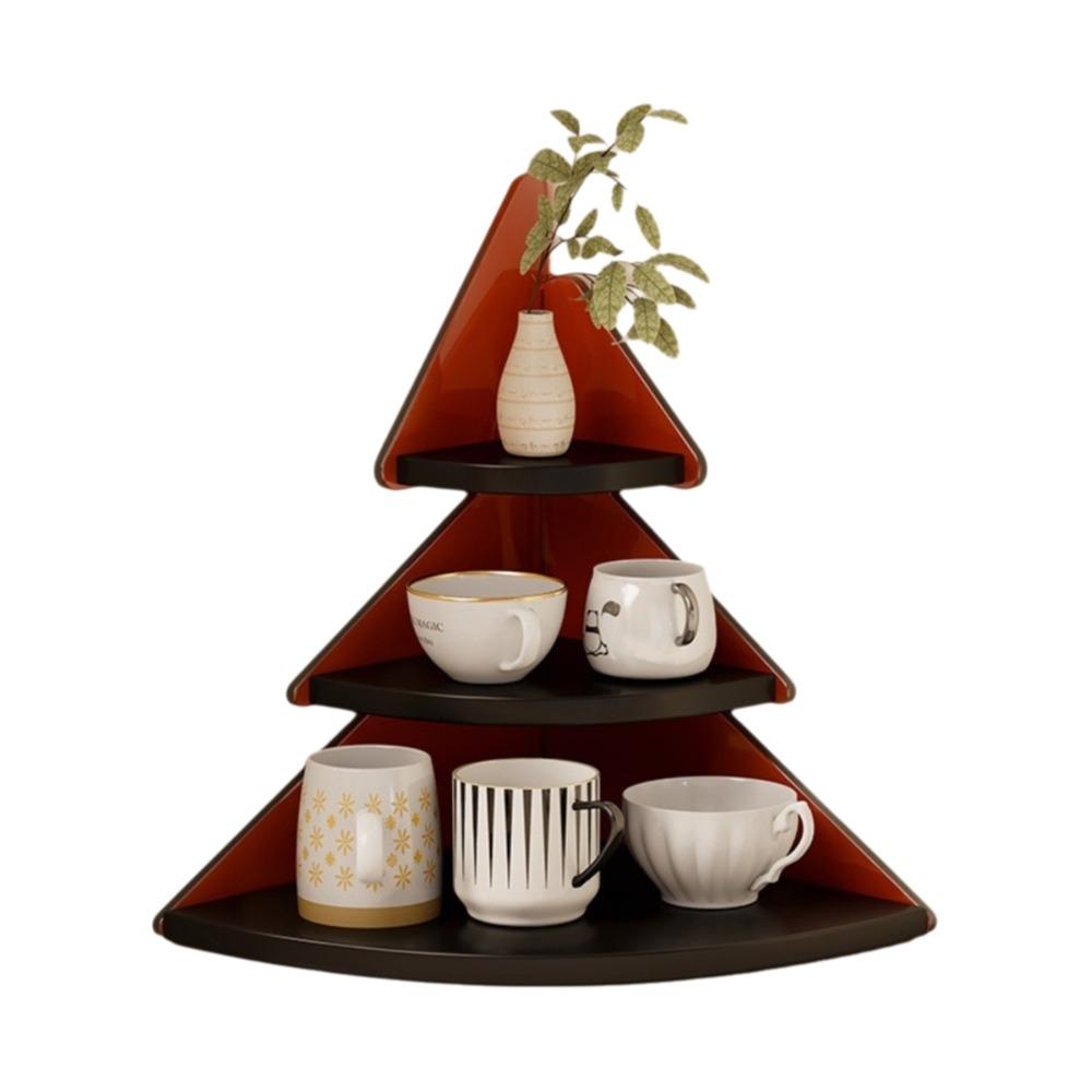 Wooden Table Corner Display Shelf Acrylic Cup Storage Rack Practical Mug Organizer  Office